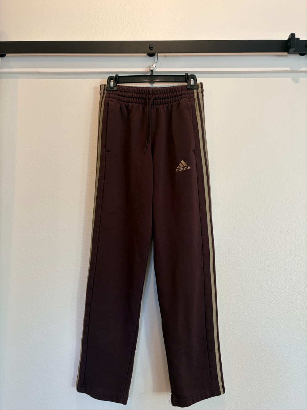 adidas Men's Brown/Maroon Track Pants with Beige Stripes - Picture 5 of 9